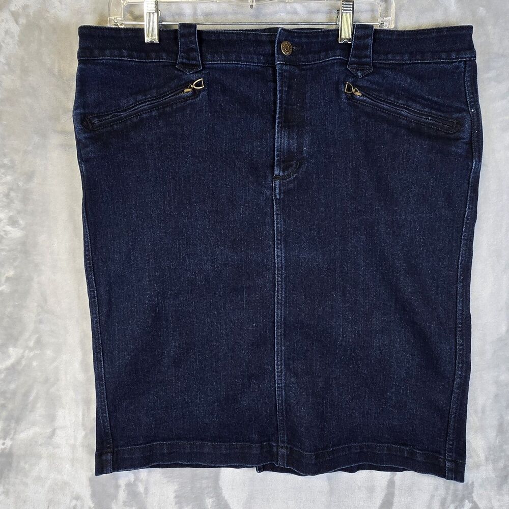Lauren Ralph Lauren LRL Jeans Co. Denim Skirt Womens 14 Blue Zip Pockets